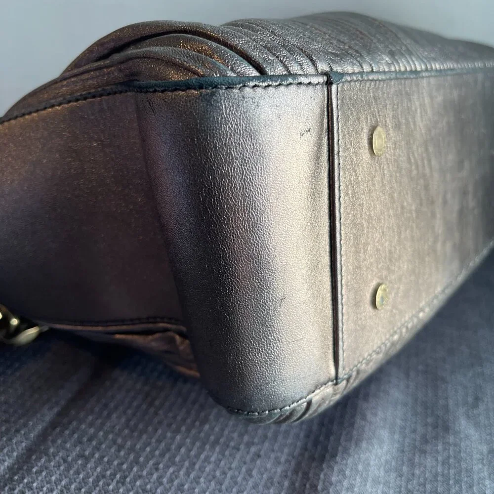 Bvlgari Gunmetal Monte Plisse Leather Shopper Tote - Preowned
